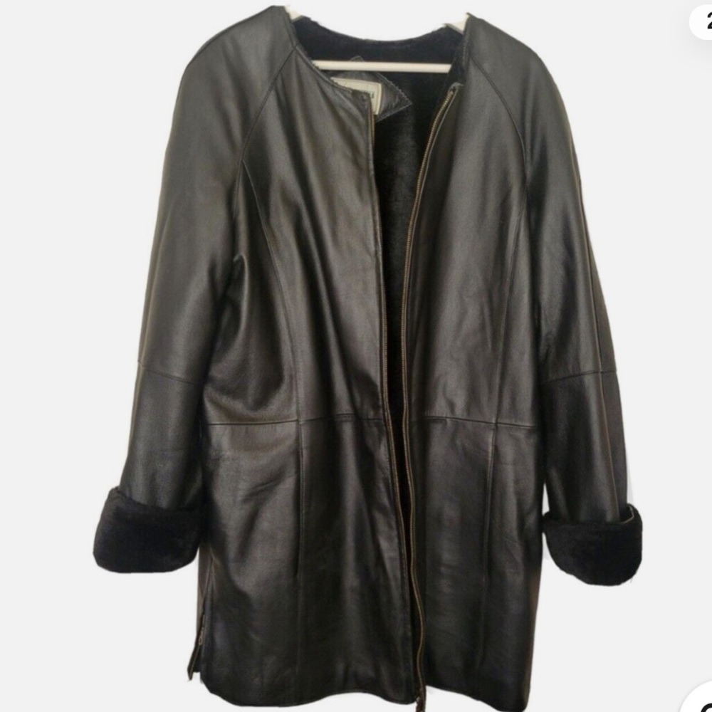 leather & Faux Fur reversible vintage coat - Picture 2 of 5
